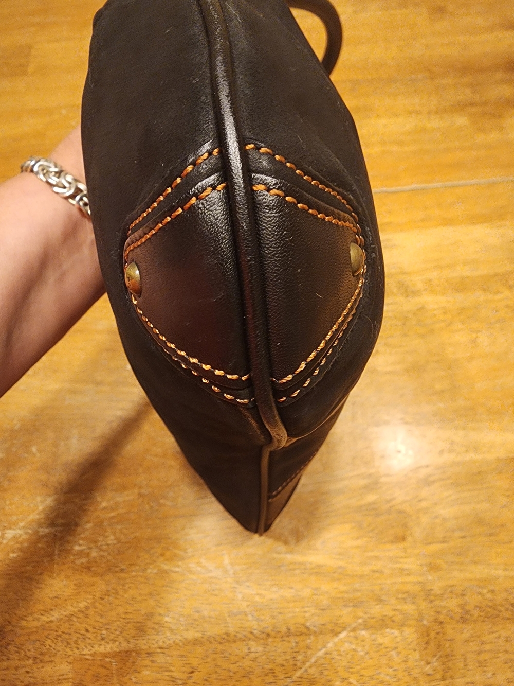 Vintage MCM black leather and suede hobo shoulder bag - Picture 4 of 16